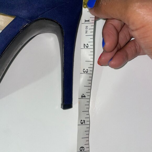 BCBGeneration Idalaha Blue 2-Tone Colorblock Open Toe Heel Shoes Sz 8.5 Party - Picture 11 of 11